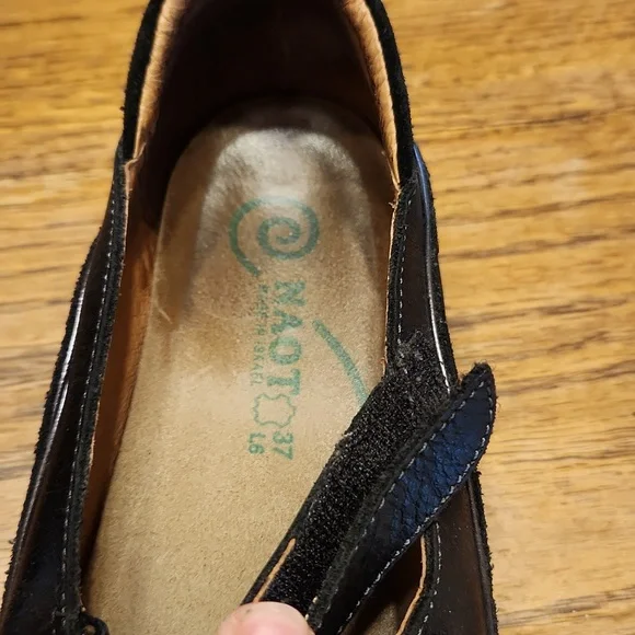 Naot Matai Mary Jane Leather Black Swirl Shoes Size 37 - Picture 11 of 11